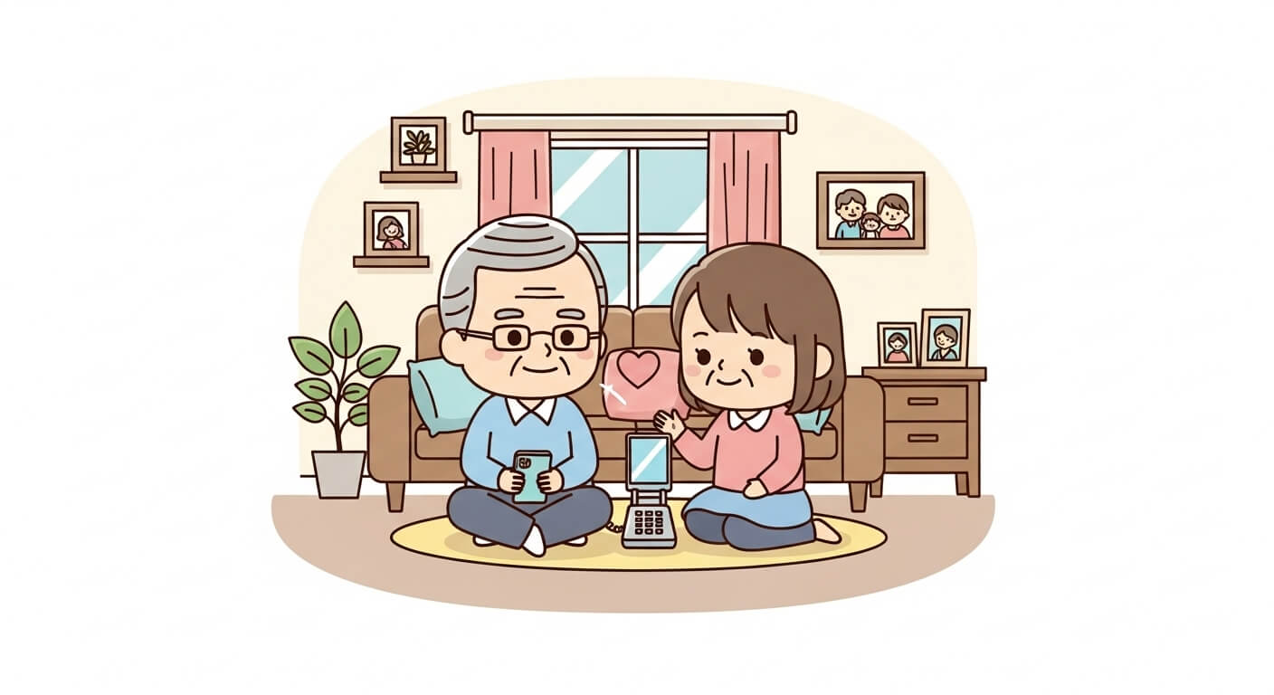 スマホが苦手でガラケーしか使えない親のケース