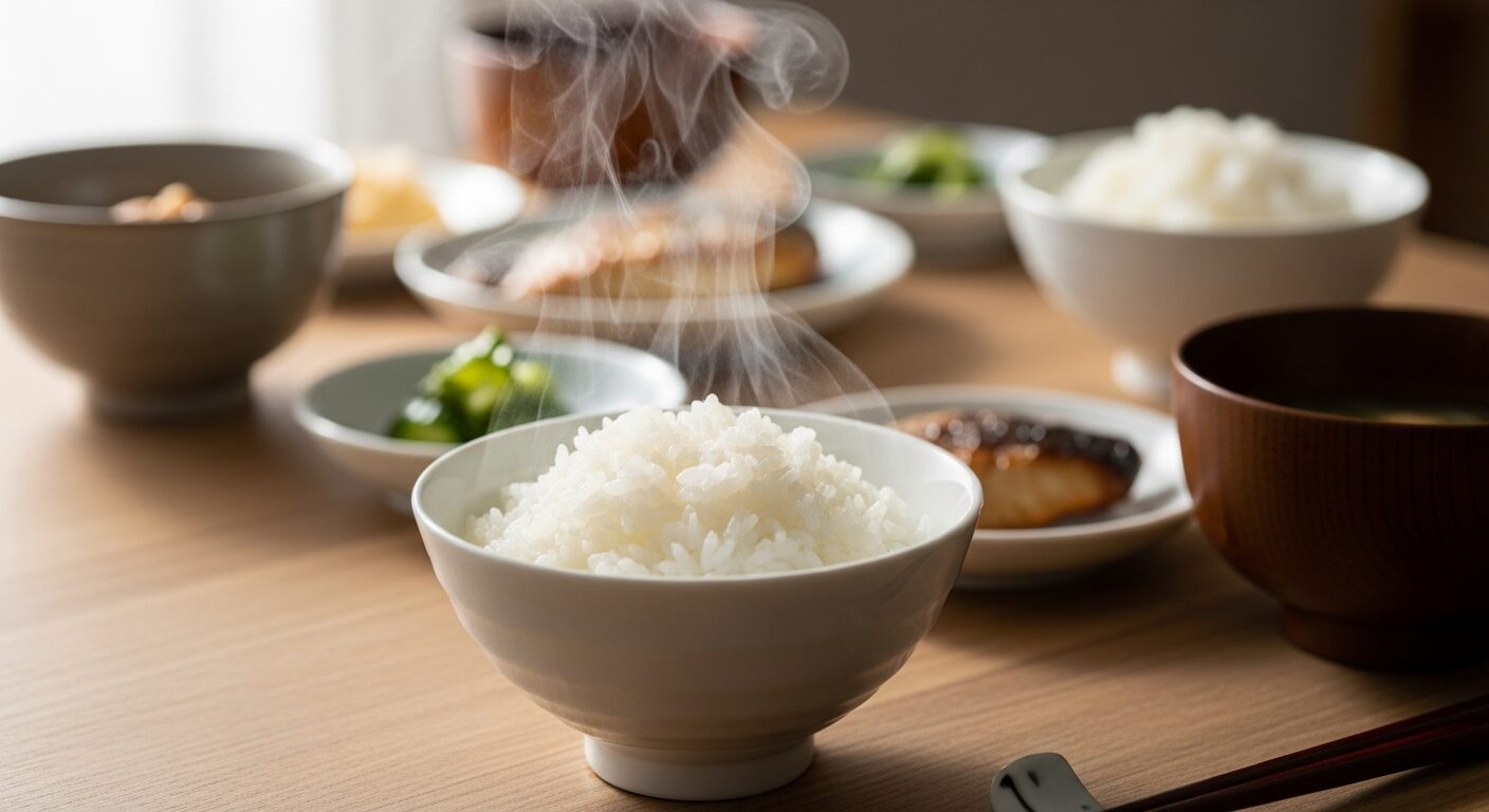 炊きたてご飯を中心にした和の食卓