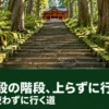 杉の大木に囲まれた箱根神社の正参道の石段を下から見上げた景色